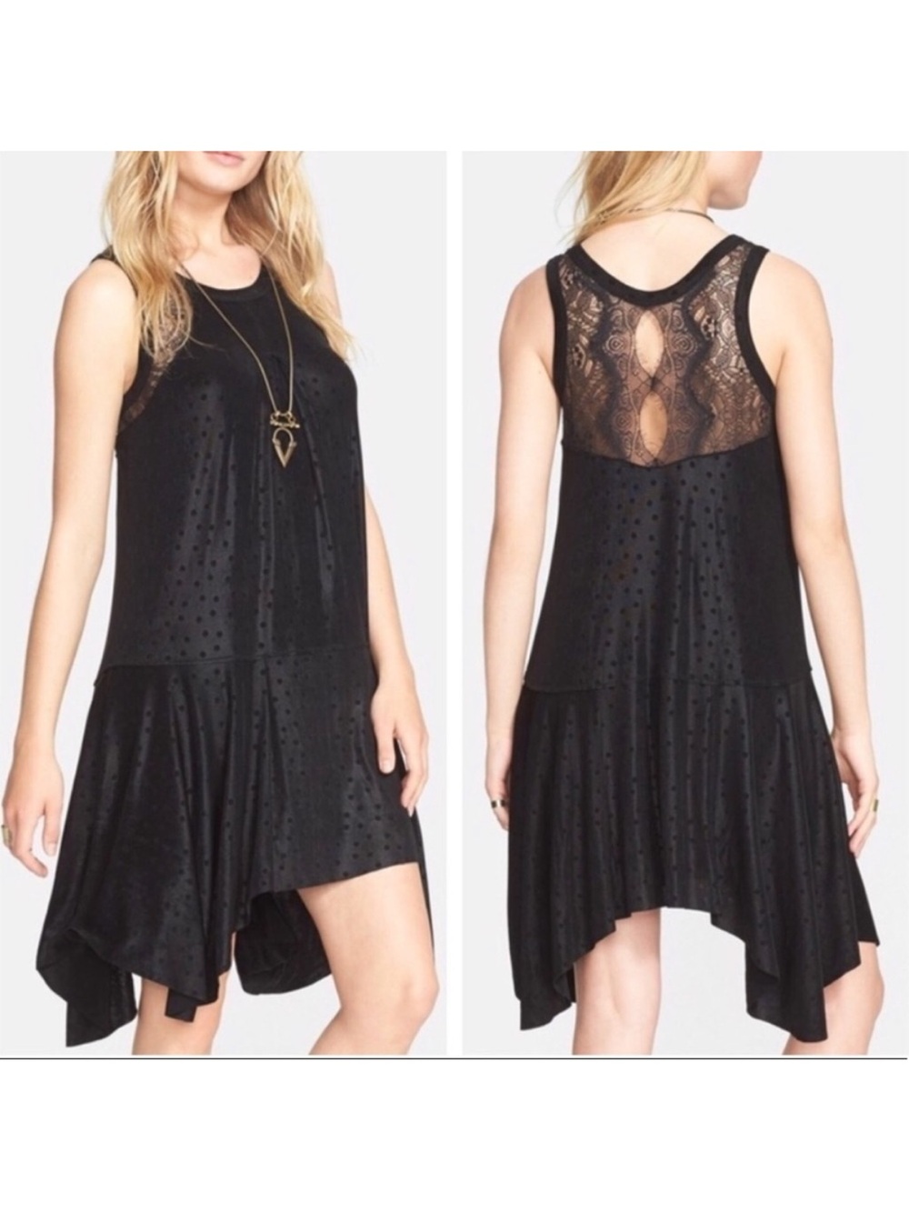 Black Lace-Back Asymmetrical Tank Dress - Brand: